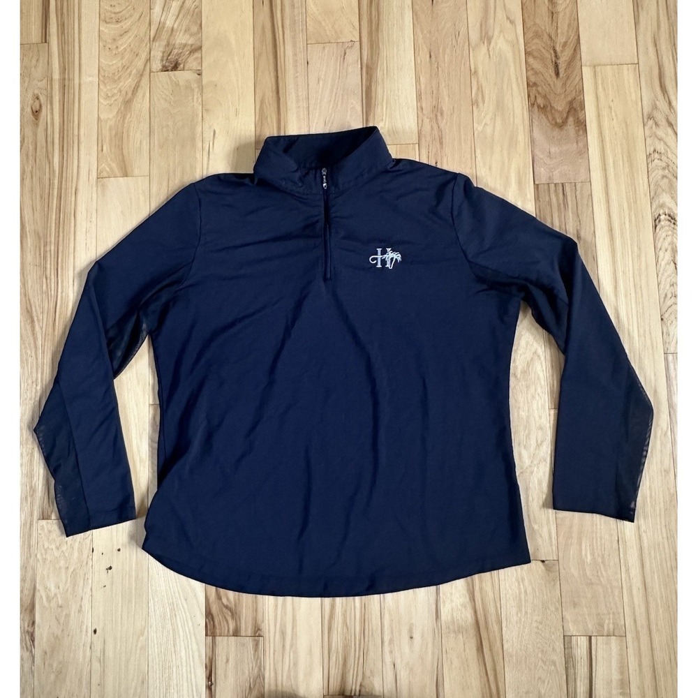 IBKUL Womens XL Navy BLUE Sun Cooling Mesh Panel 1/4 Zip Top Logo